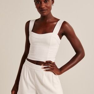 Abercrombie Linen Blend Crop Corset Tank